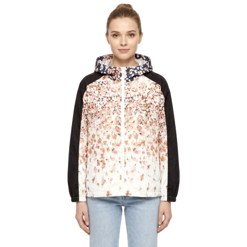 Red Valentino Floral Print Women’s Hooded Windbreaker Jacket Sz 48 (IT)/ US 12
